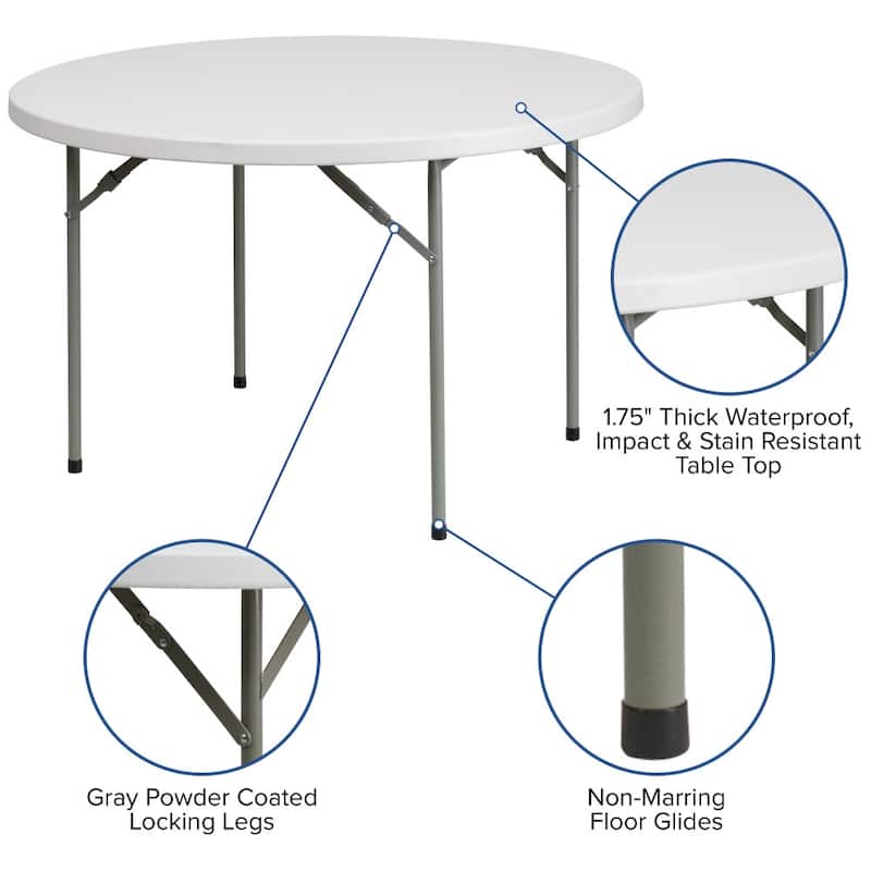 48" Round Granite White Plastic Event and Party Folding Table