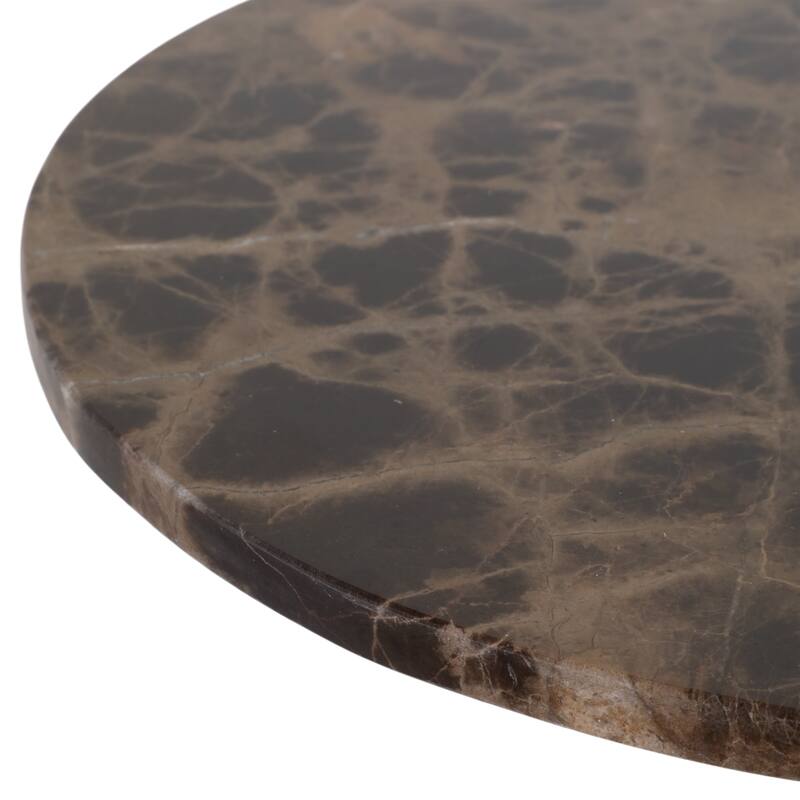 Metal Base Marble Top Modern Glam Accent Table Round Silhouette
