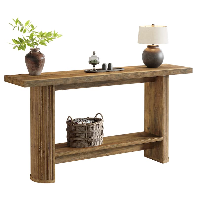 Industrial Wooden 2-Tier Console Table Sofa Table Entryway Furniture