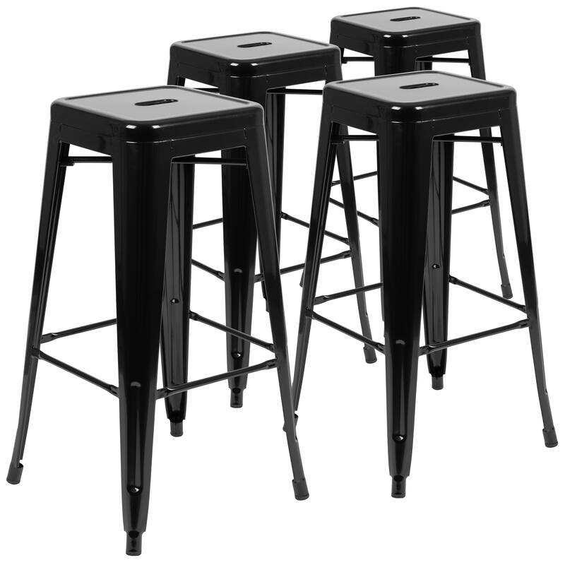 Metal 30-inch High Indoor Stackable Bar Stool (Set of 4)