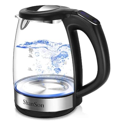 1.7L Electric Glass Kettle 1500W Temperature Control Fast Water Boiler BPA Free Auto Shut-off Protection