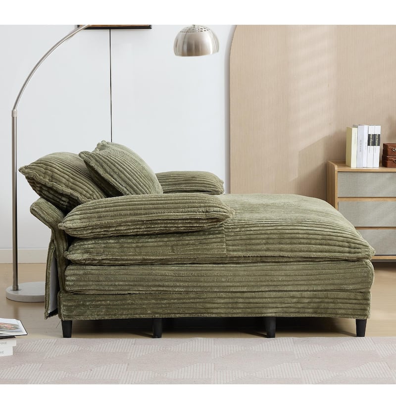 54.75" W Oversized Chaise Lounge Chair Fluffy Cushioned Sofa Bed with 2 Pillows