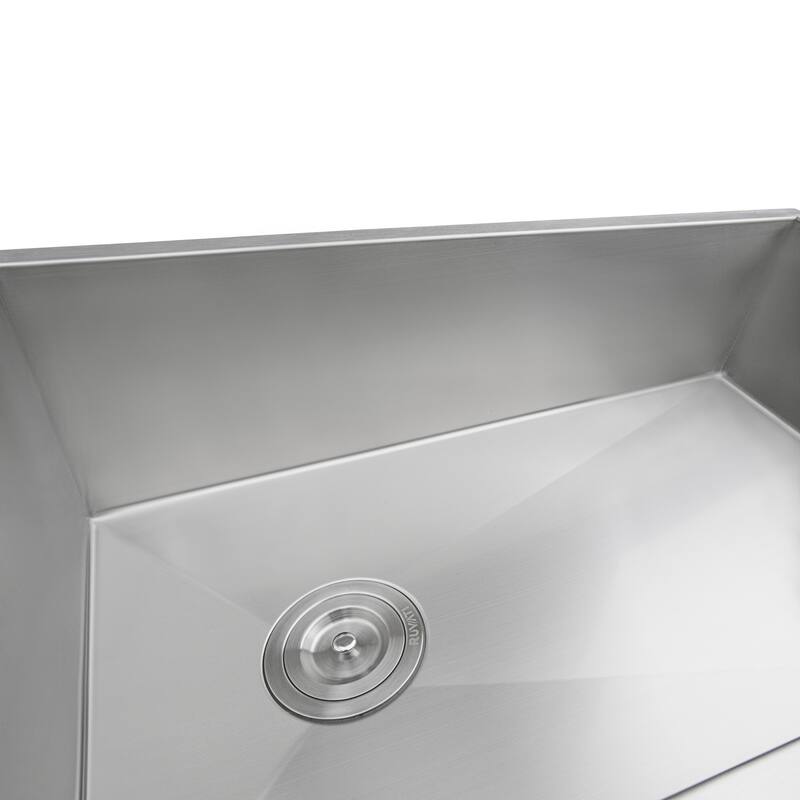Ruvati 32-inch Slope Bottom Offset Drain Undermount Kitchen Sink Single Bowl Stainless Steel - RVH7490 - 8' x 11'