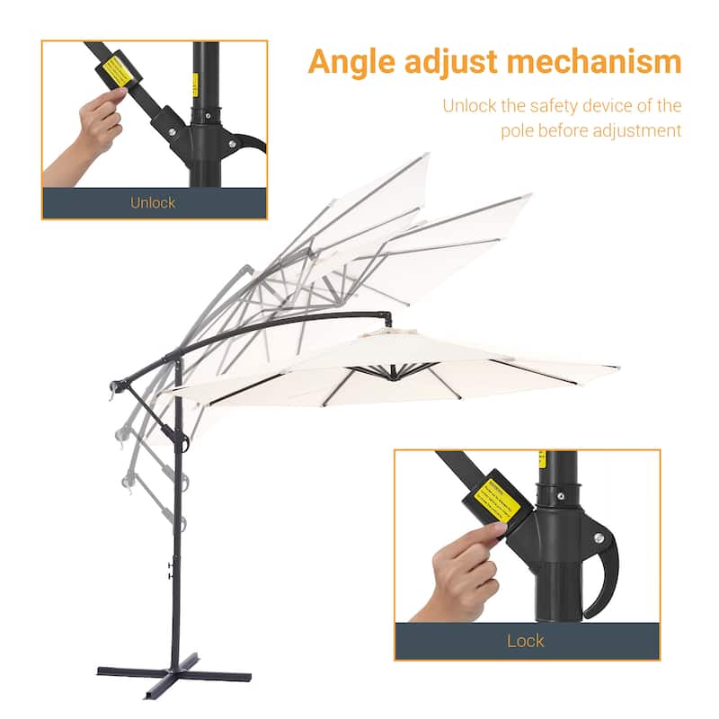 BONOSUKI 10ft Patio Offset Umbrella,w/Crossed Base Cantilever Umbrella