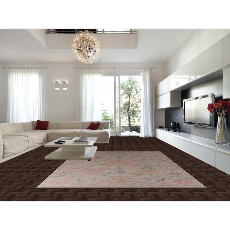 Hand Knotted Oriental 100% Wool Carpet Transitional All-Over Beige & Ivories Oushak Area Rug - 11' 9'' X 9' 4''