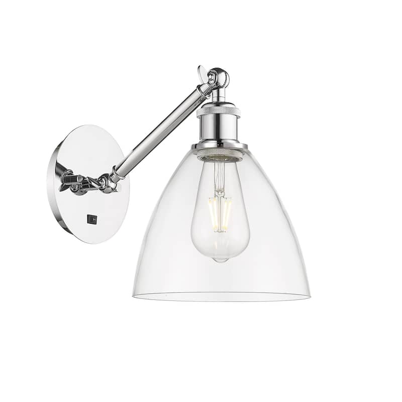 Innovations Lighting 317-1W-13-8 Bristol Sconce Bristol 13" Tall Wall - Polished Chrome / Clear