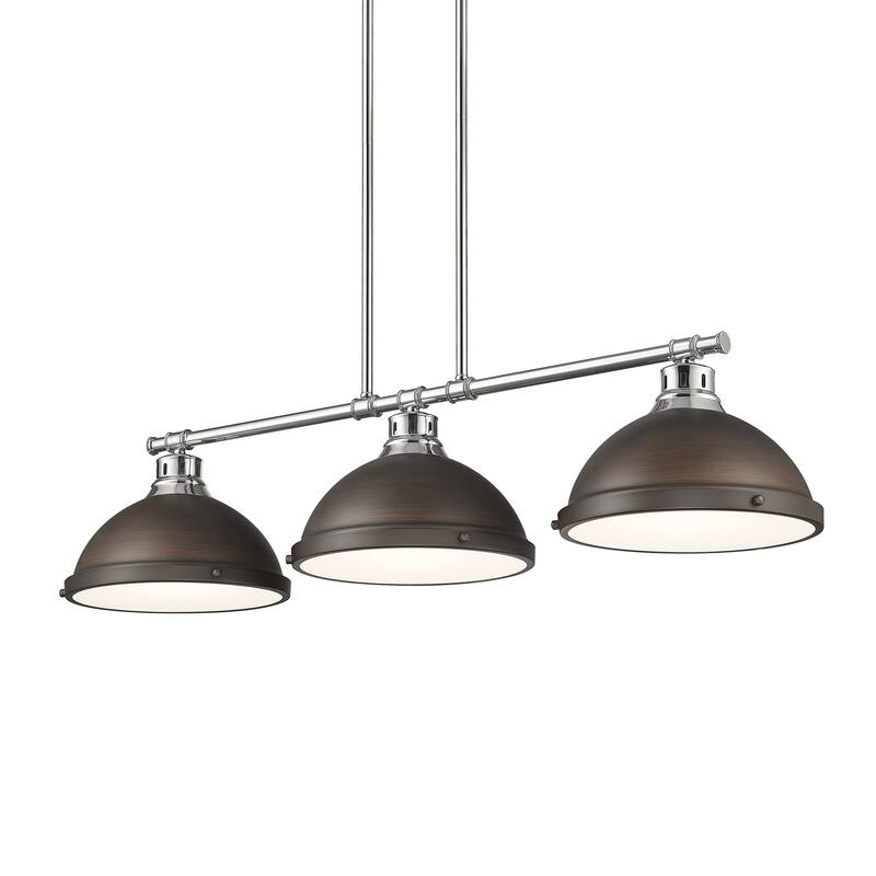 Yep by Golden Lighting Duncan 3-light Island Light in Chrome and Rubbed Bronze shade