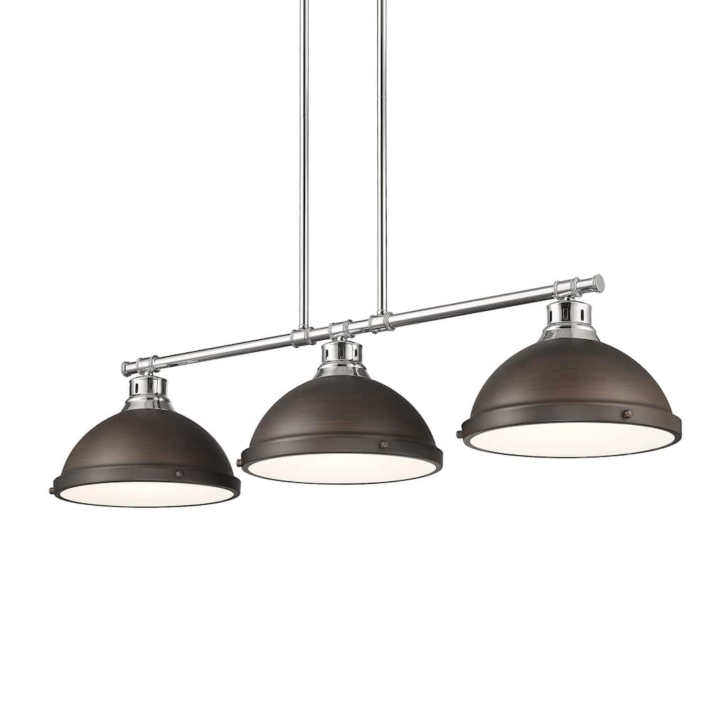 Yep by Golden Lighting Duncan 3-light Island Light in Chrome and Rubbed Bronze shade