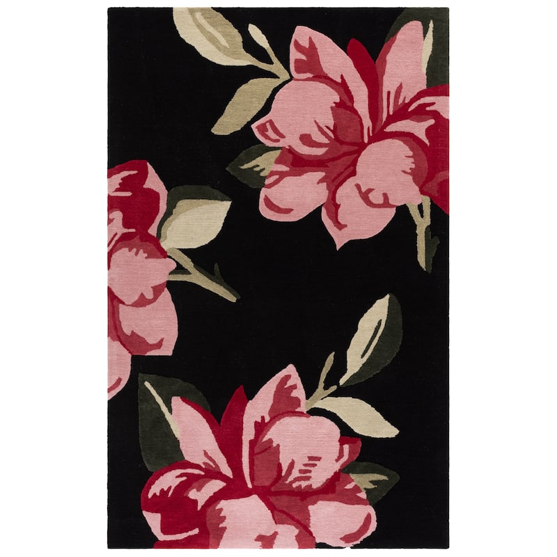 SAFAVIEH Handmade Jardin Milija Floral & Botanical Rug - 4' x 6' - Black/Pink