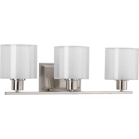 Invite Collection 3-Light Brushed Nickel Shade New Traditional Bath Vanity Light
