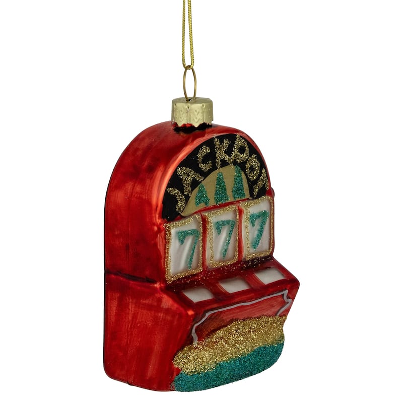 3.25" Lucky 7's Jackpot Slots Glass Christmas Ornament - 3"
