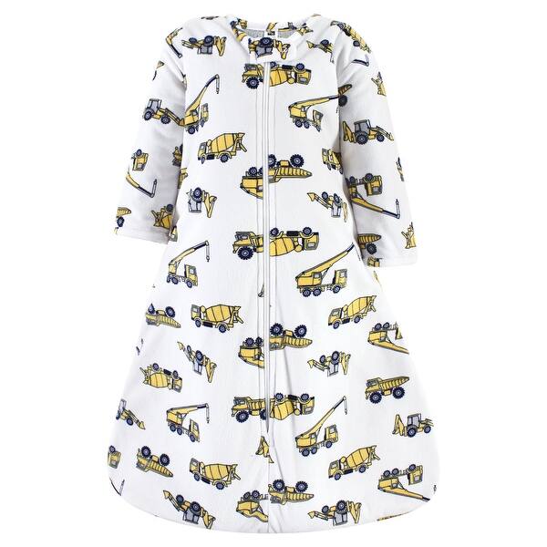 slide 1 of 1, Hudson Baby Infant Boy Long Sleeve Plush Faux Fur Sleeping Bag, Wearable Blanket, Construction 0-6 Months - Construction