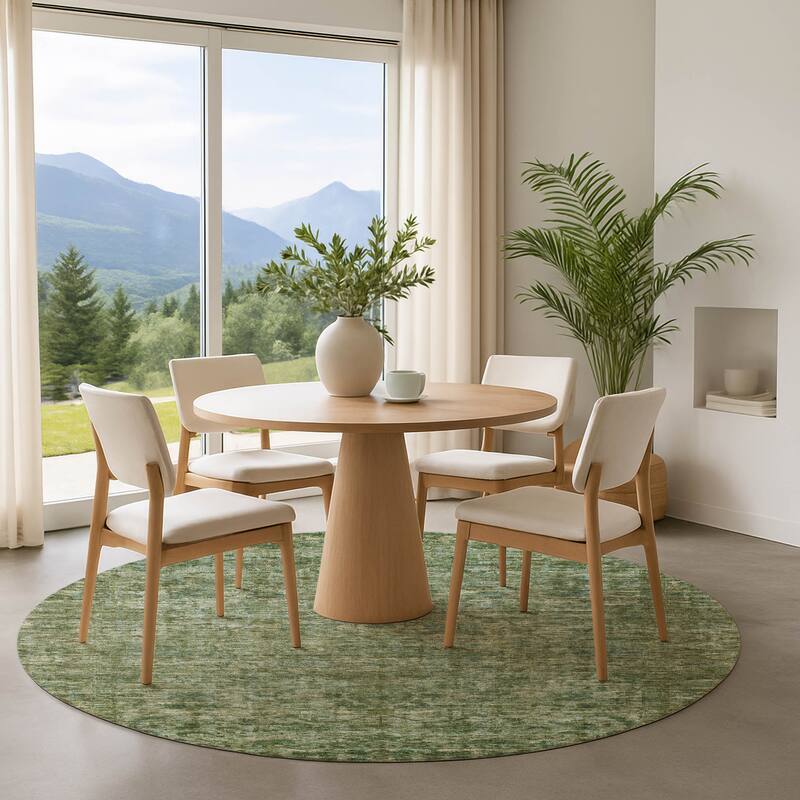 Premium Washable Super Soft Vintage Traditional Mayfield Rug - Olive - 8' x 8'