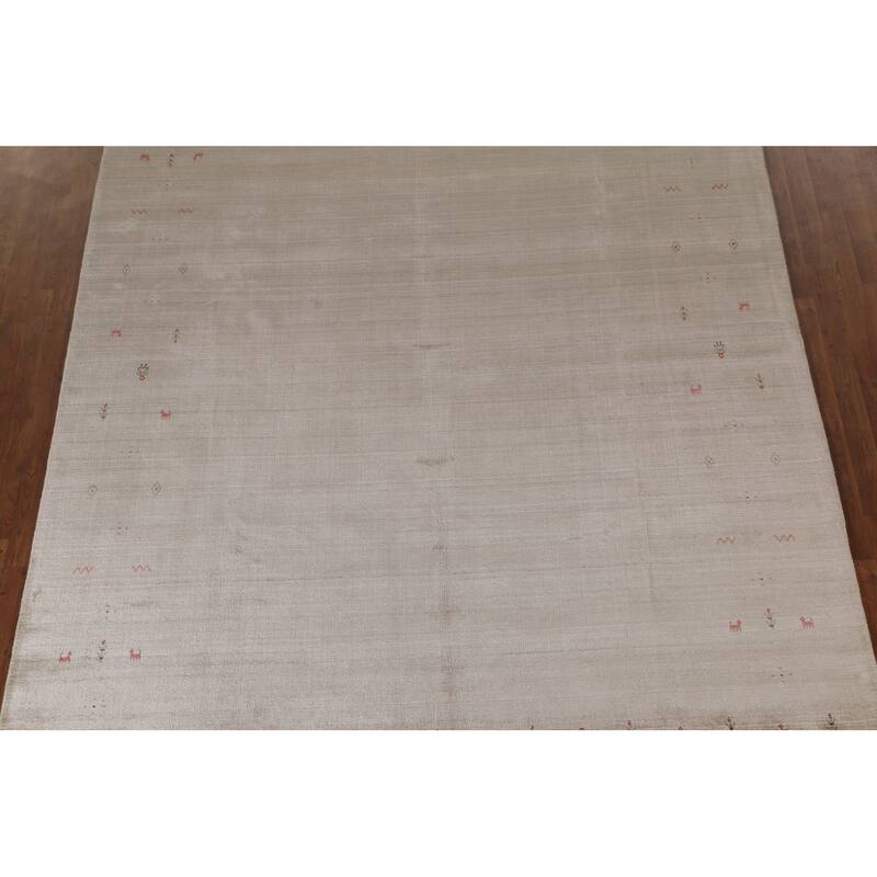 Tribal Gabbeh Oriental Area Rug Hand-Knotted Wool Carpet - 8'1" x 9'9"