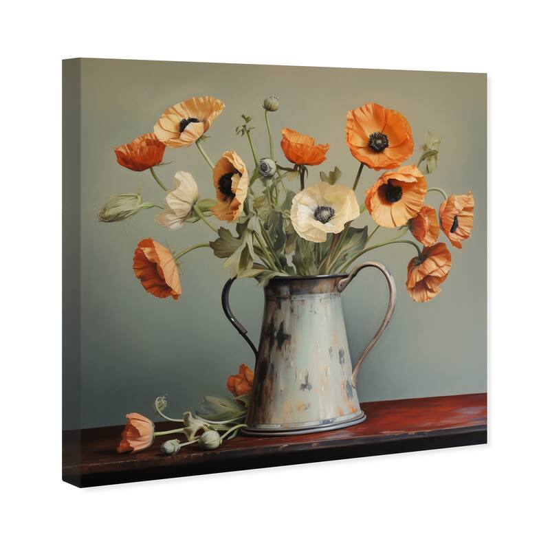 Wynwood Studio Canvas Floral and Botanical Vintage Art of Flowers Orange and Farmhouse Wall Art Canvas Print