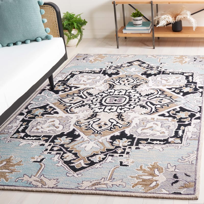 SAFAVIEH Handmade Aspen Rahima Boho Tribal Wool Rug - 4' x 6' - Blue/Black