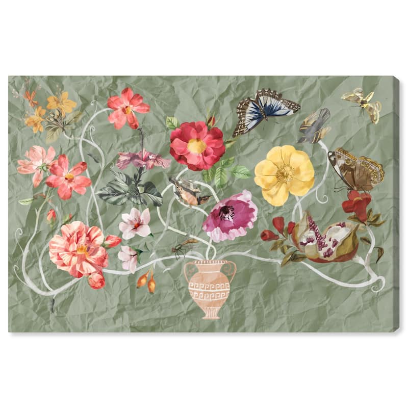 Wynwood Studio Canvas Floral and Botanical Magic Lamp Vase Gray and Pastel Orange Farmhouse Wall Art Canvas Print