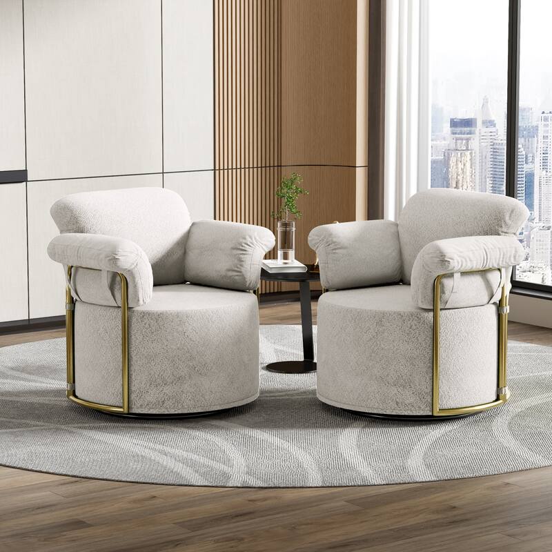 360 Degree Barrel Swivel Accent Sofa Chair for Living Room