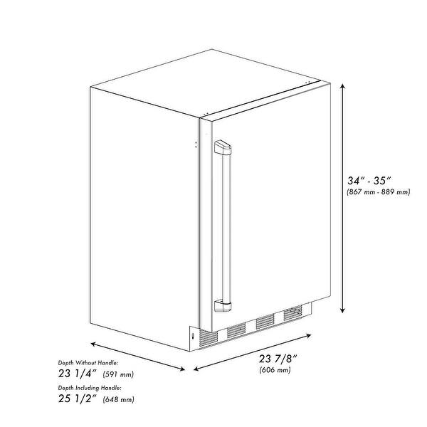 dimension image slide 0 of 2, ZLINE 24 in. Touchstone 151 Can Beverage Fridge With Solid Stainless Steel Door