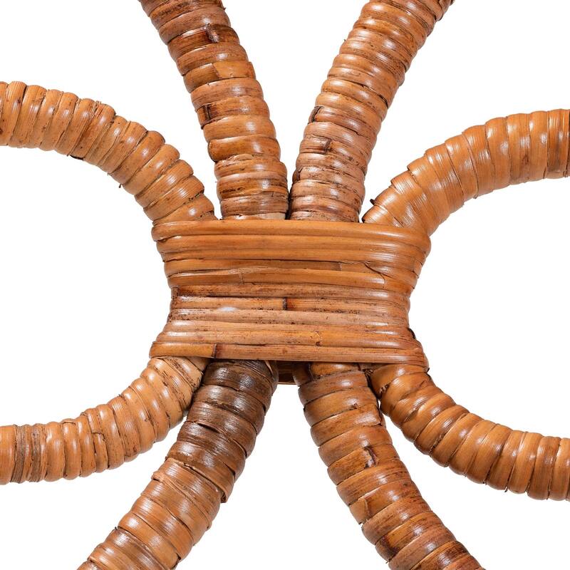 Trevor 5-Piece Rattan Dining Set - Round Wicker Table with Scallop Edge and 4 Armchairs, Handwoven Boho Coastal Style for Dining