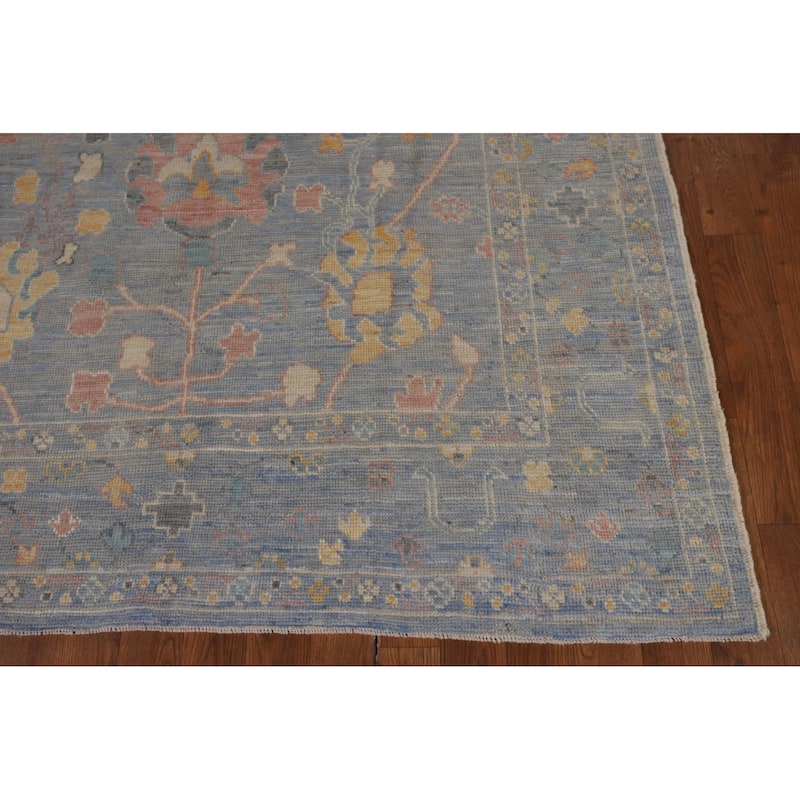 All-Over Blue Oushak Turkish Rug Handmade Wool Carpet - 4'11"x 7'0"