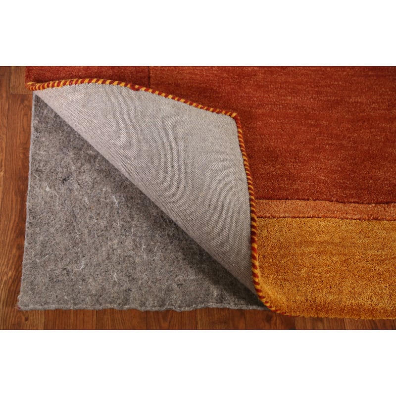 Orange Orange Gabbeh Indian Area Rug Handmade Wool Carpet - 5'3" x 7'7"