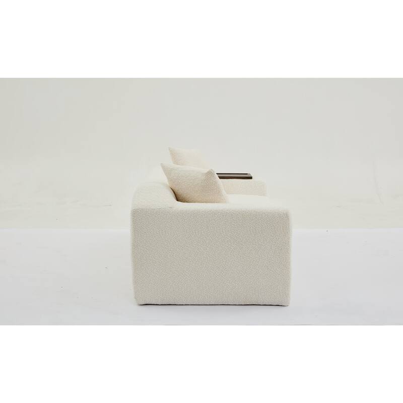 Boucle Sofa Set: 3 Seater, 2 Seater, and End Table for Living Rooms
