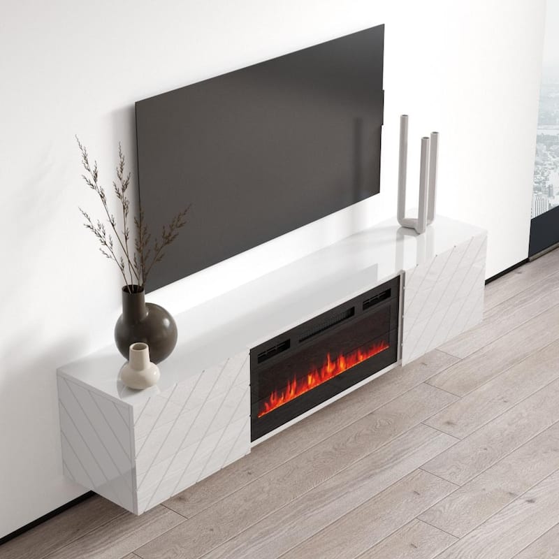 Luxe EF Wall Mounted Electric Fireplace Modern 72" TV Stand