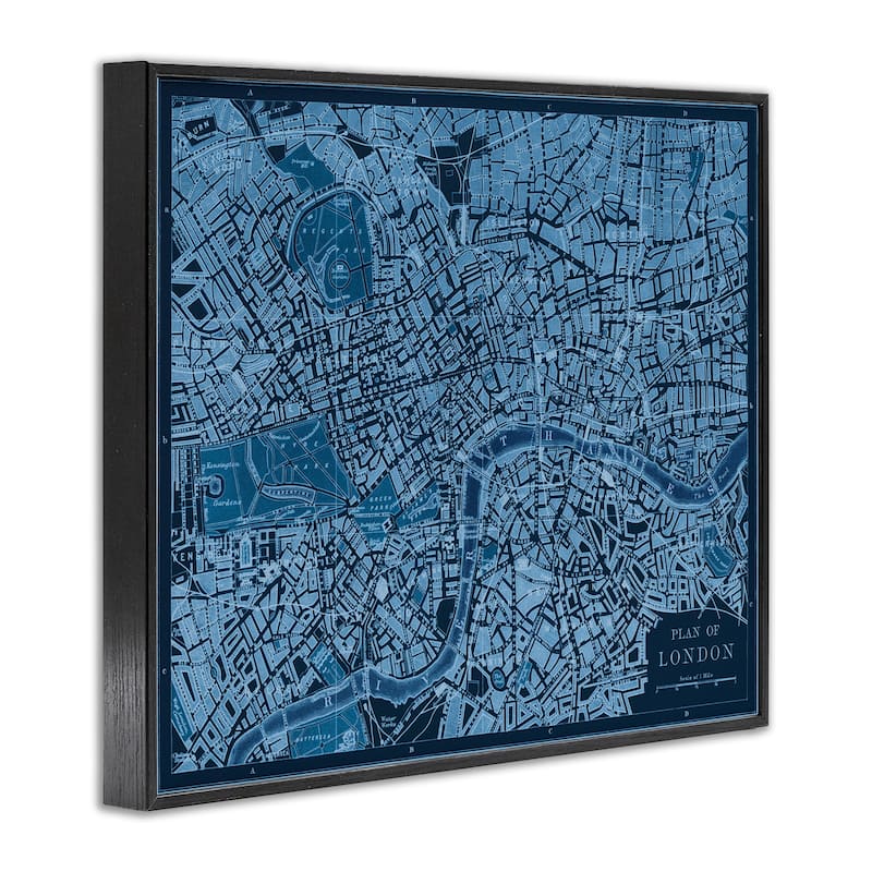 Stupell Blue Detailed London Map Framed Giclee Art Design By Phillipa Katz