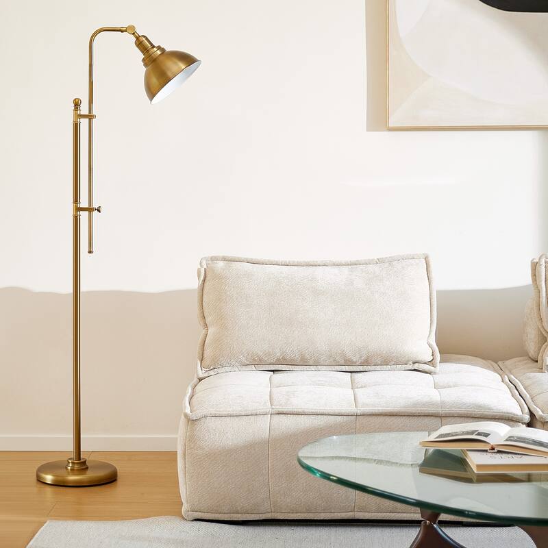 CO-Z 65" Rustic Pharmacy Task Floor Lamp with Adjustable Metal Shade - 65-inch - Antique Brass