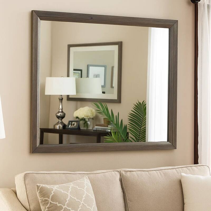 Wali 38 x 44 Dresser Mirror, Beveled, Rectangular Tempered Glass, Gray