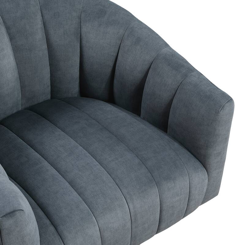 Velvet Swivel Barrel Chair, Round Upholstered Sofa Chair, Lounge Armchair with Barrel Back for Living Room, Bedroom