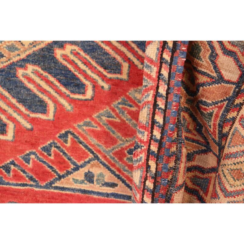 Rustic Super Kazak Cyrus Rust/Tan Hand Knotted Wool Rug - 6'11'' x 9'3''