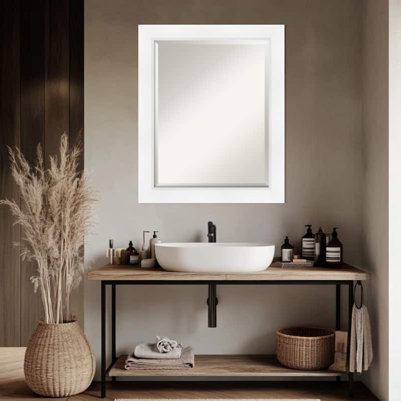 Sloped Beveled Framed Bathroom Vanity Wall Mirror