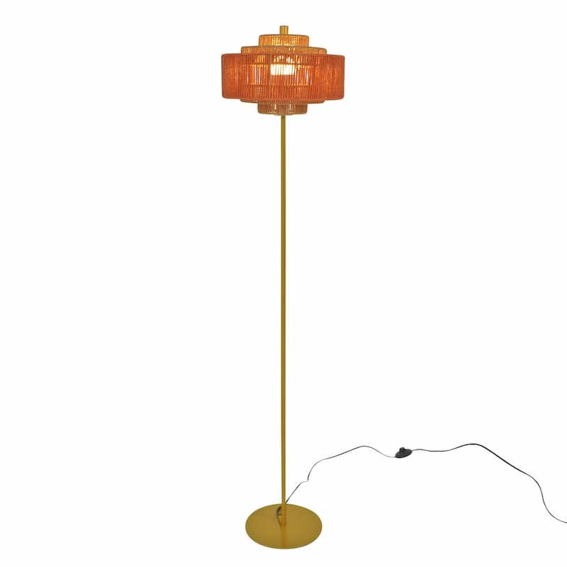 Modern Tripod Floor Lamp, Stable Standing Light with Fabric Shade for Living Room, Bedroom & Lounge Decor, 110-120V - Gold