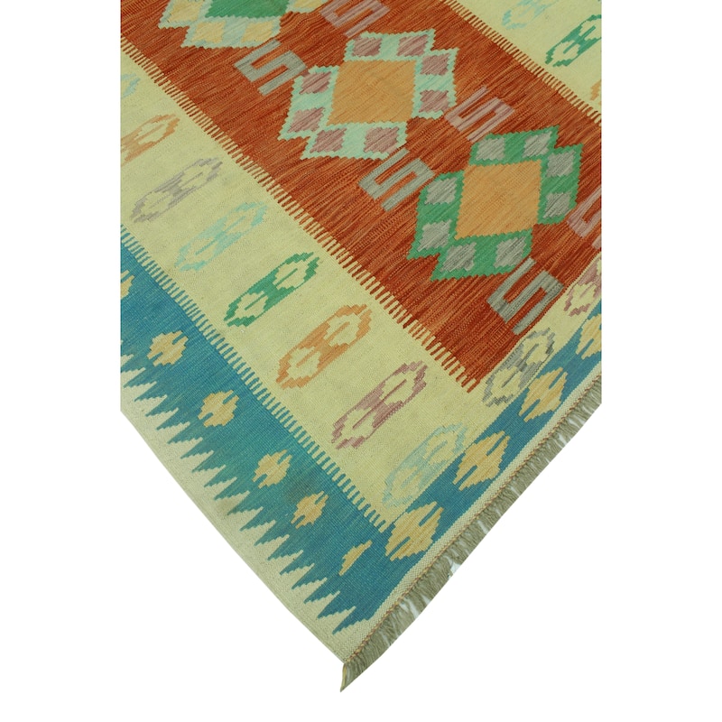 Sangat Flatweave Ariadnee Rust/Gold Rug - 4'10" x 6'10"
