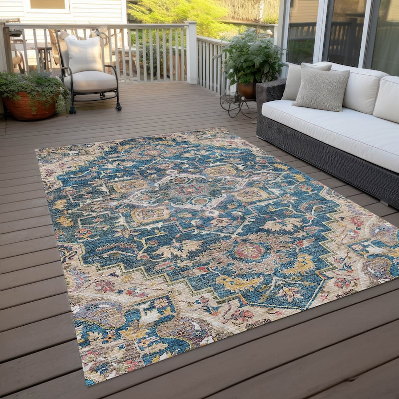 Machine Washable Indoor/ Outdoor Chantille Traditional Boho Rug