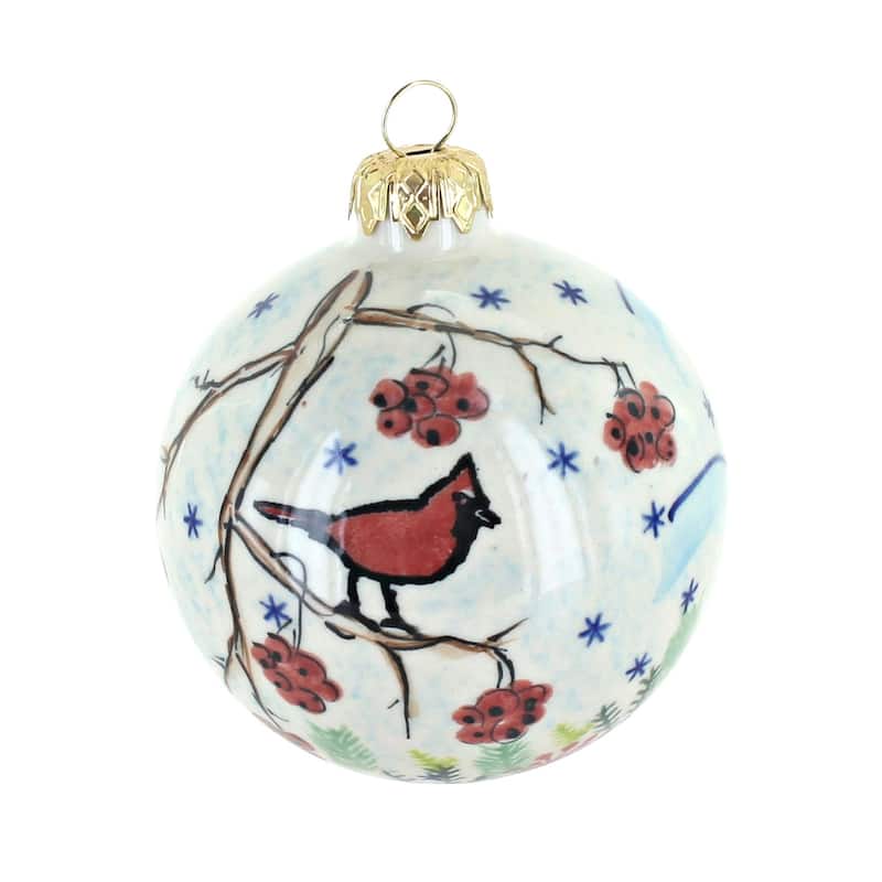 Blue Rose Polish Pottery Vena Large Christmas Ball