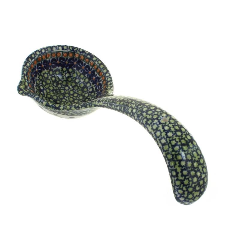 Blue Rose Polish Pottery 1367 Zaklady Soup Ladle - Mosaic Flower