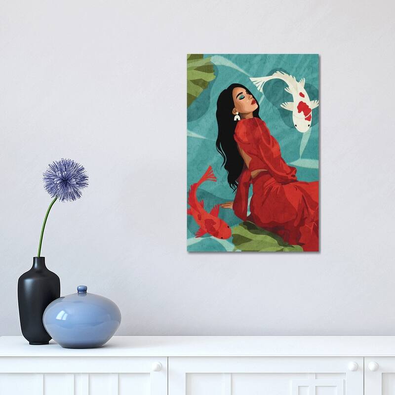 iCanvas "Connecting With Nature | Koi Fishes" by Phung Banh Canvas Print - 18x12x1.5