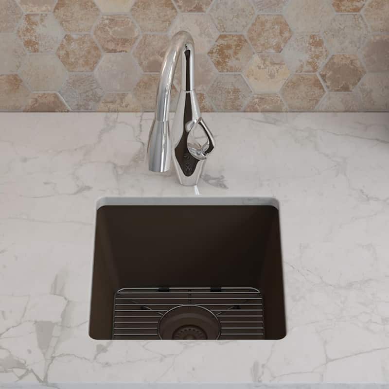 15" x 15" Quartz Kitchen Sink, Single Bowl Kitchen Sinks, Drop in Kitchen Sink, Granite Composite Kitchen Sink,... - 15"x15"