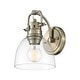 preview thumbnail 2 of 7, Golden Lighting Duncan Single Light 9" Tall Bathroom Sconce Aged Brass / Clear