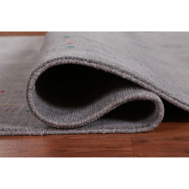 Hand Knotted Oriental 100% Wool Carpet Tribal Tribal Greys & Charcoal Gabbeh Area Rug - 8' 2'' X 5' 2''