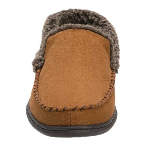 men's dearfoams microsuede whipstitch trim clog slippers