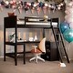 preview thumbnail 2 of 16, Stylish & Simple Twin Size Wooden Loft Bed with Ladder, Shelves and Desk, Solid Construction & Versatility galore, Espresso
