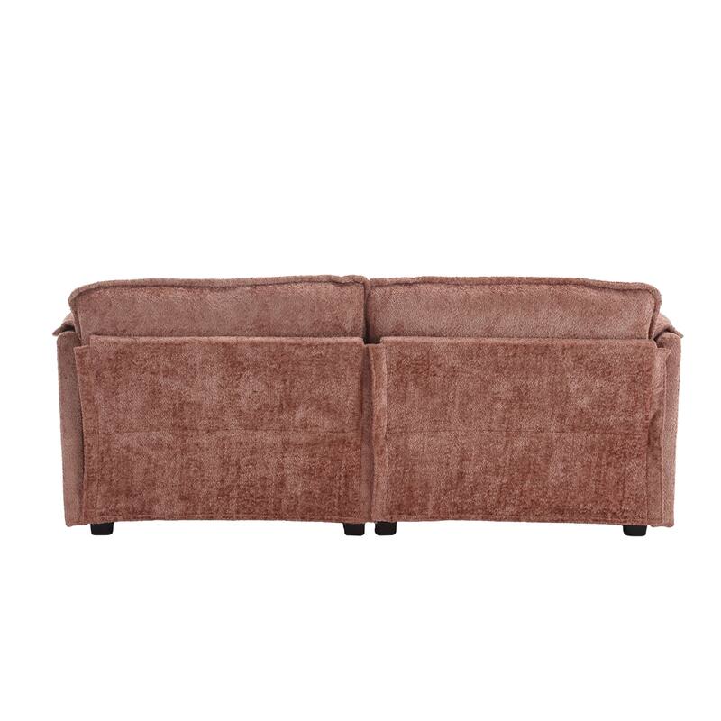 76'' Oversized Chenille Loveseat Sofa with Movable Ottoman Small Sofa for Apartment
