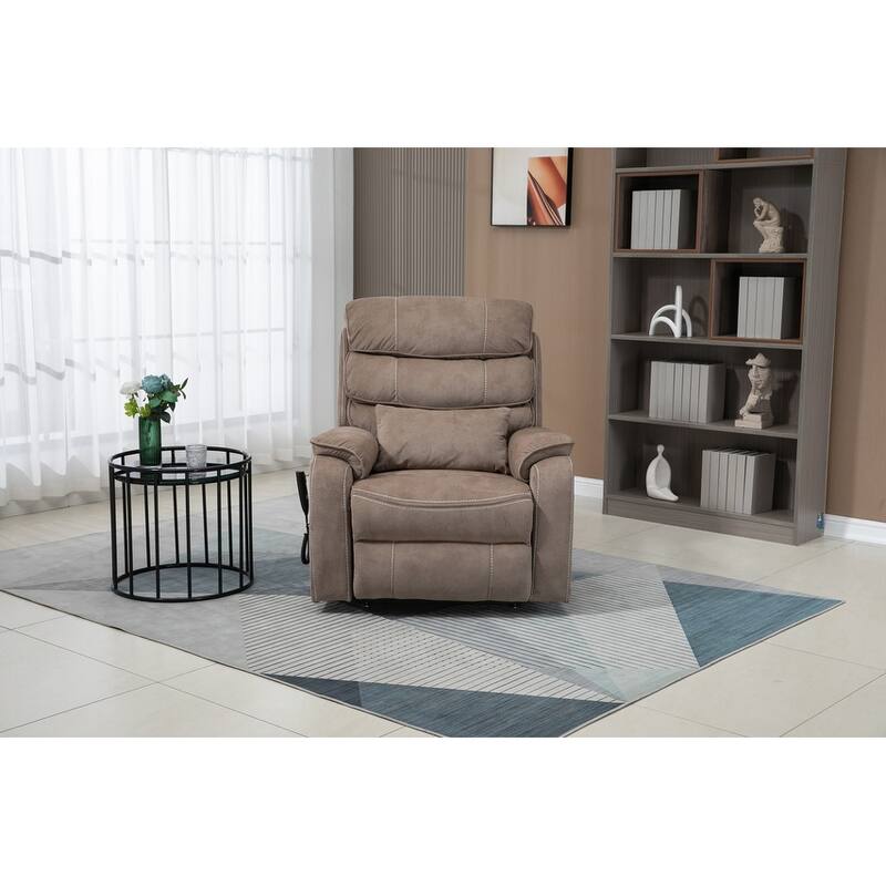 Lift Recliner Oversized Chair with Heat & Massage - Light Brown
