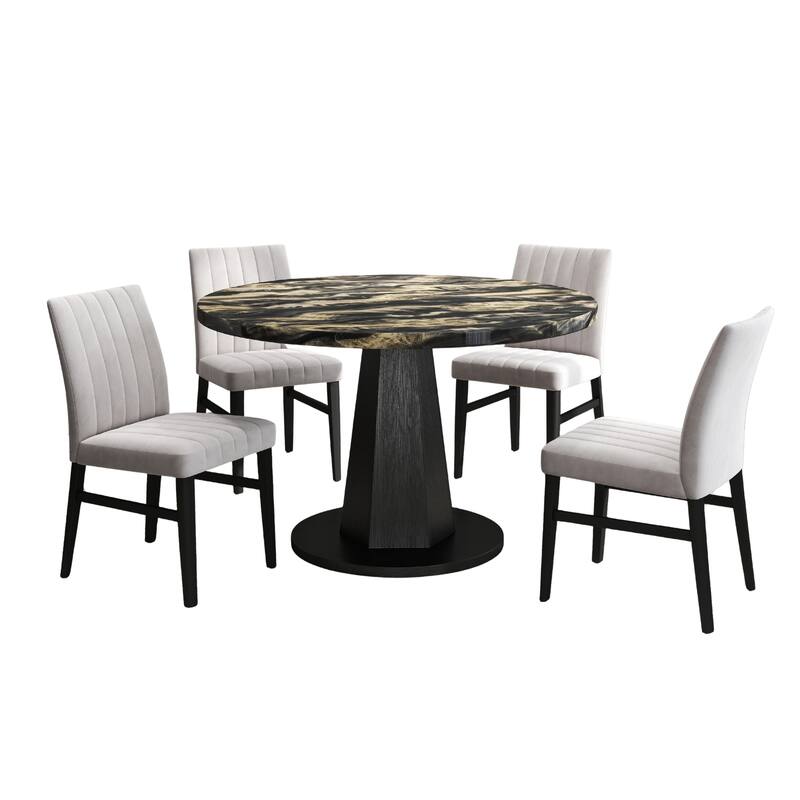 Roundhill Furniture Cavira 5-Piece Round Modern Dining Set