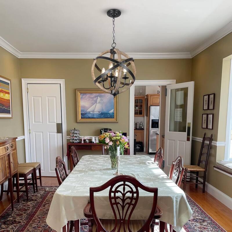 Farmhouse Chandelier Light Fixtures 4-Light Dining Room Light Fixtures Height Adjustable for Kitchen, Living Room, Hallway