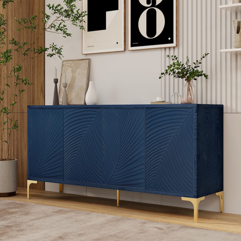 Multi-Functional Storage Cabinet,Four-Door Sideboard with unique texture,Adjustable Shelves